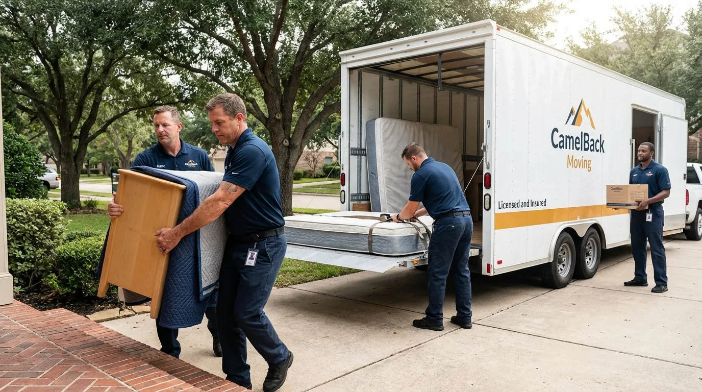 Crew loading residential truck for cross-state move from Forest City, NC