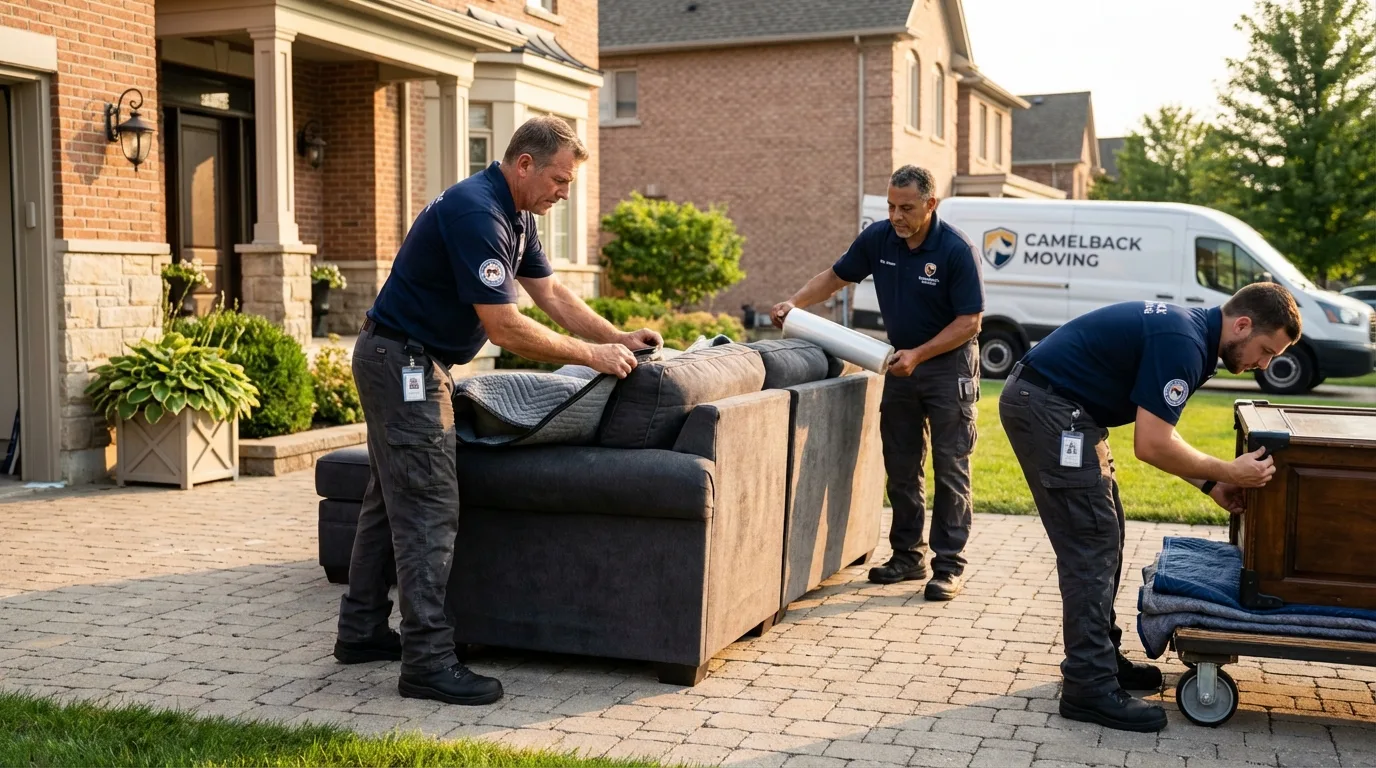Large estate moving crew wrapping furniture in Forest City, NC