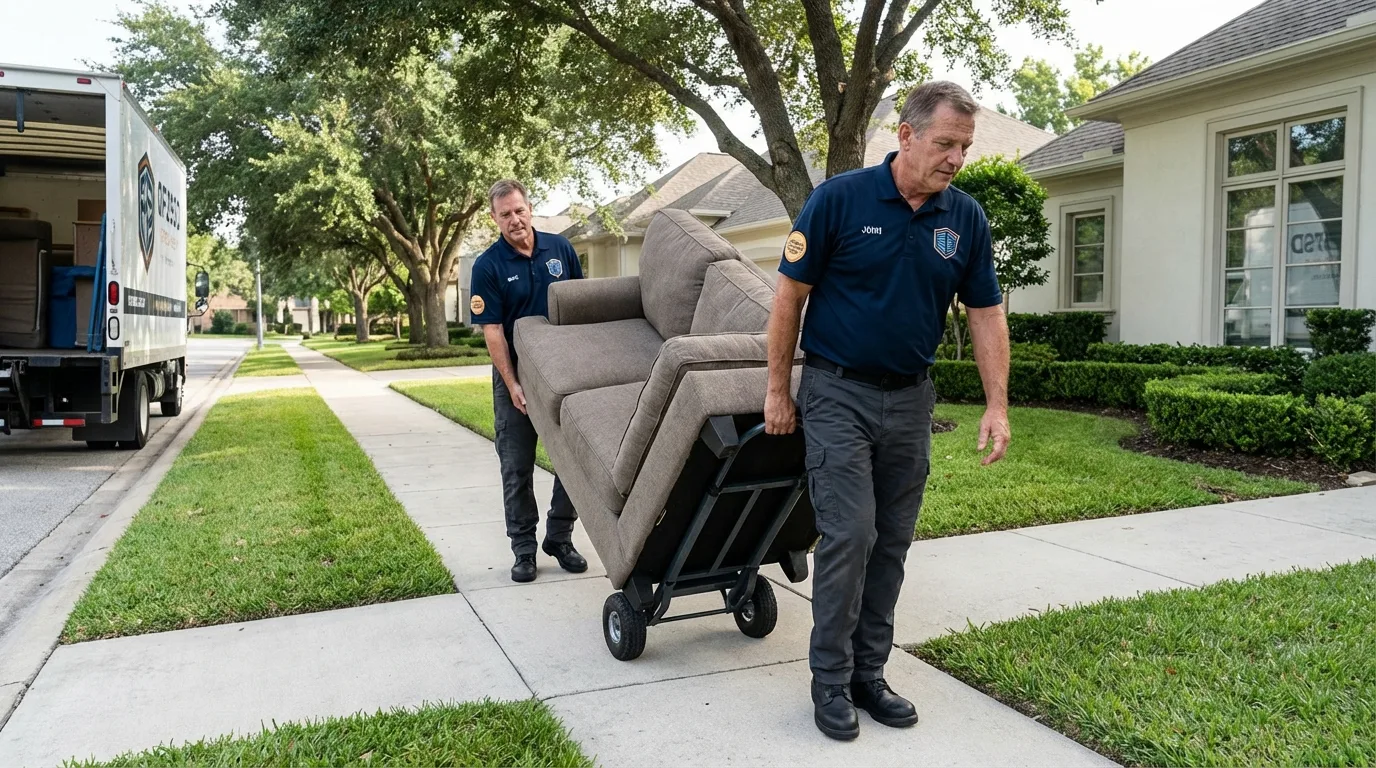 Local residential moving crew loading furniture in Forest City, NC