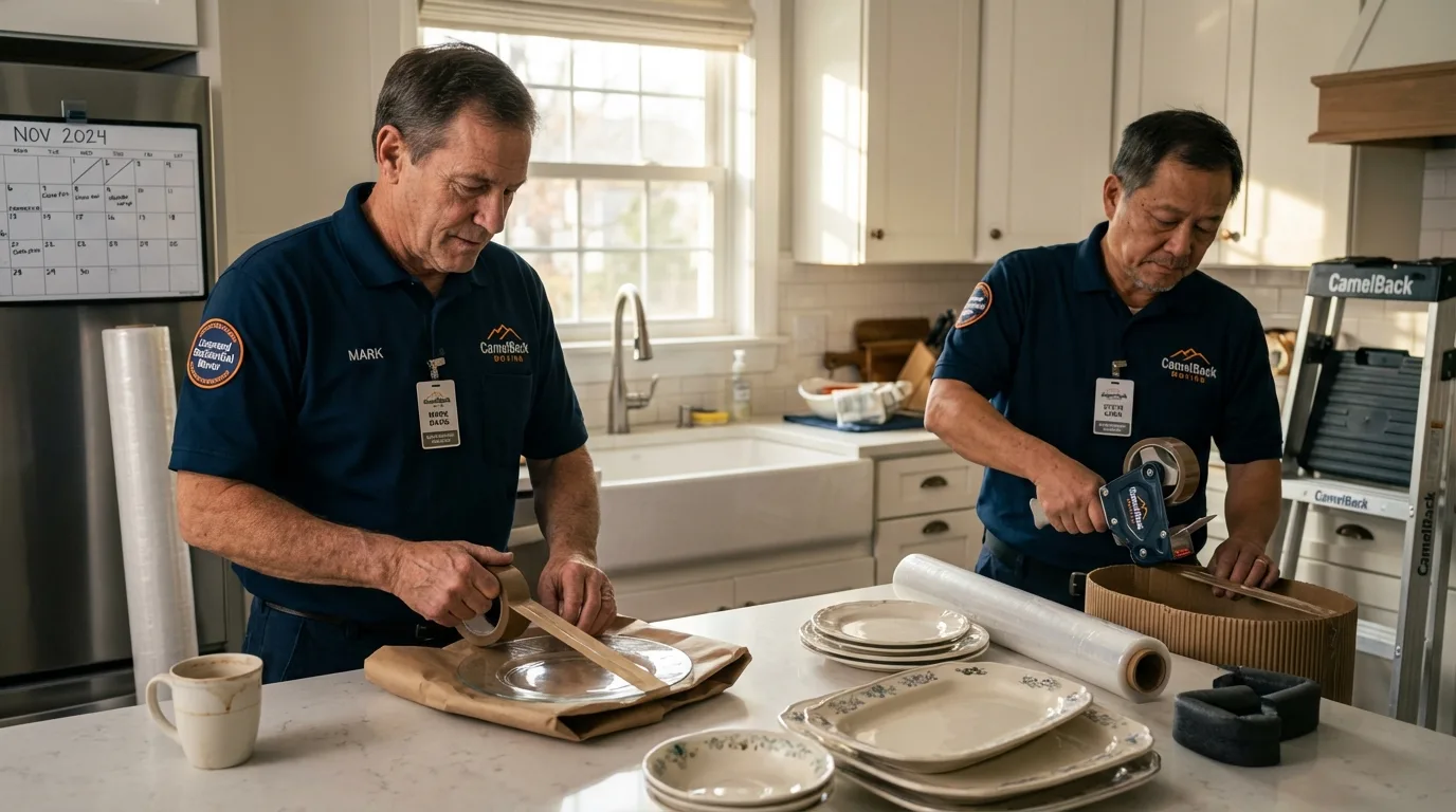 Professional crew packing kitchen dishware in Forest City, NC